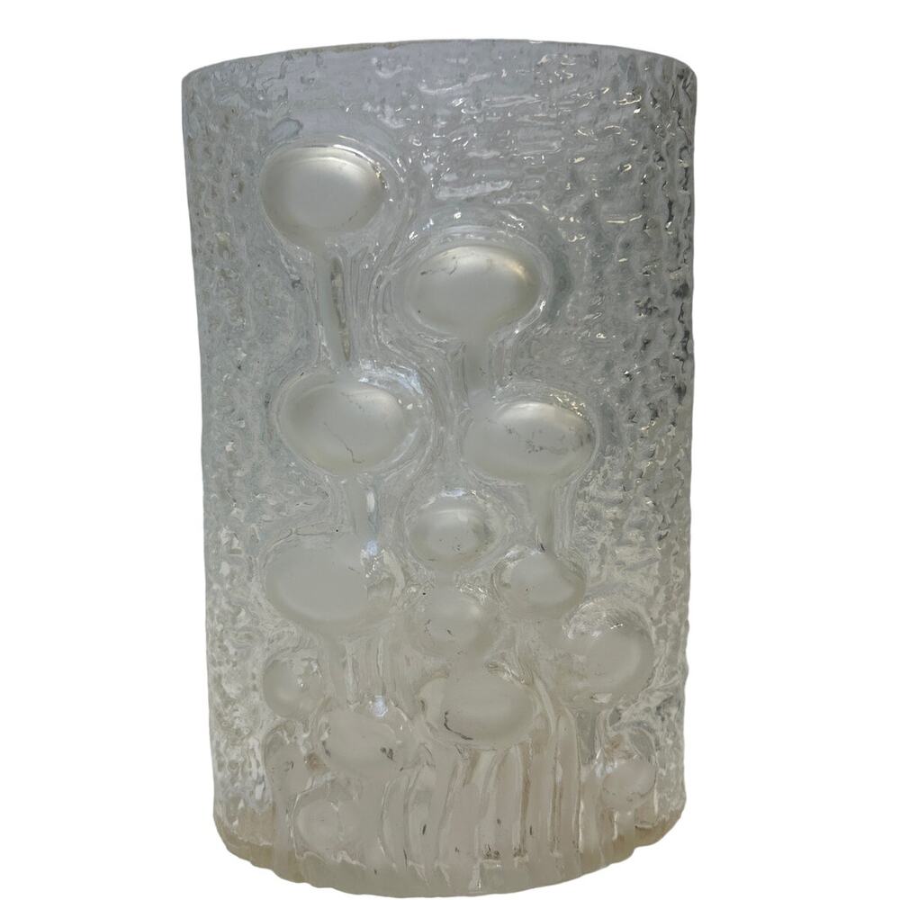 Vintage Wild Mushroom Floral Spores Shaped Glass Oval 7" Tall Flower Vase